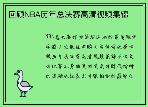 回顾NBA历年总决赛高清视频集锦